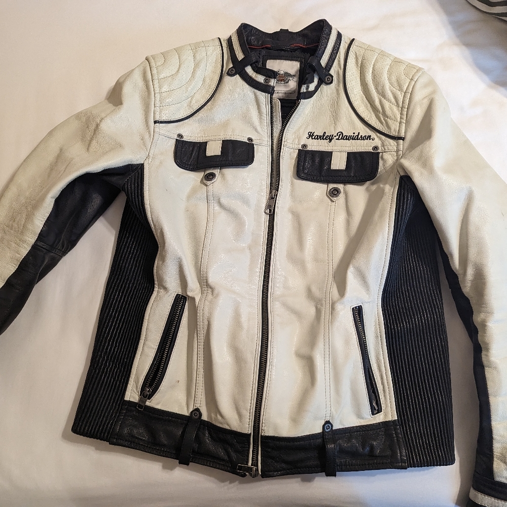 Harley-Davidson Black and White Leather Jacket